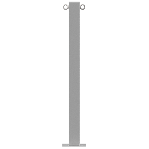 Stainless steel post | 70 x 70 mm | stationary, to be fixed by plugswith base plate 150 x 150 mm | without lock | with 2 eyelets